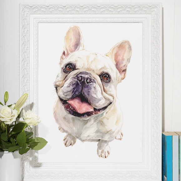 Watercolor French Bulldog Pet Portrait Wall Art Print Poster Unframed - Cute Dog - Picture 6 of 6